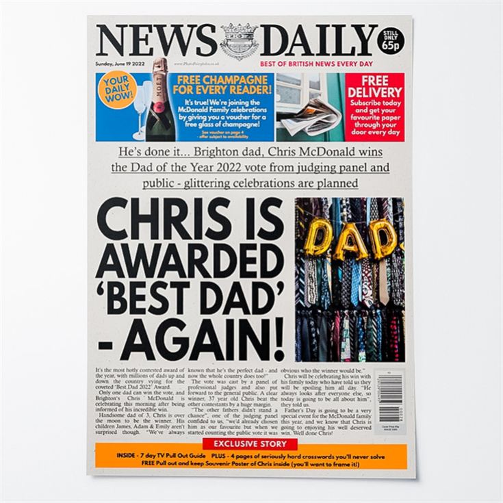Personalised "Father's Day" Newspaper Front Page product image