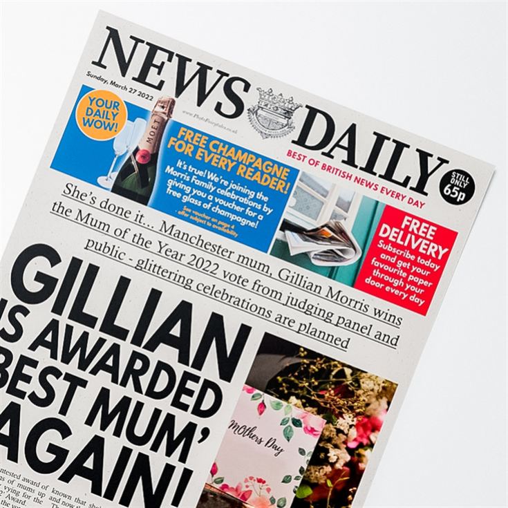 Personalised "Mother's Day" Newspaper Front Page product image