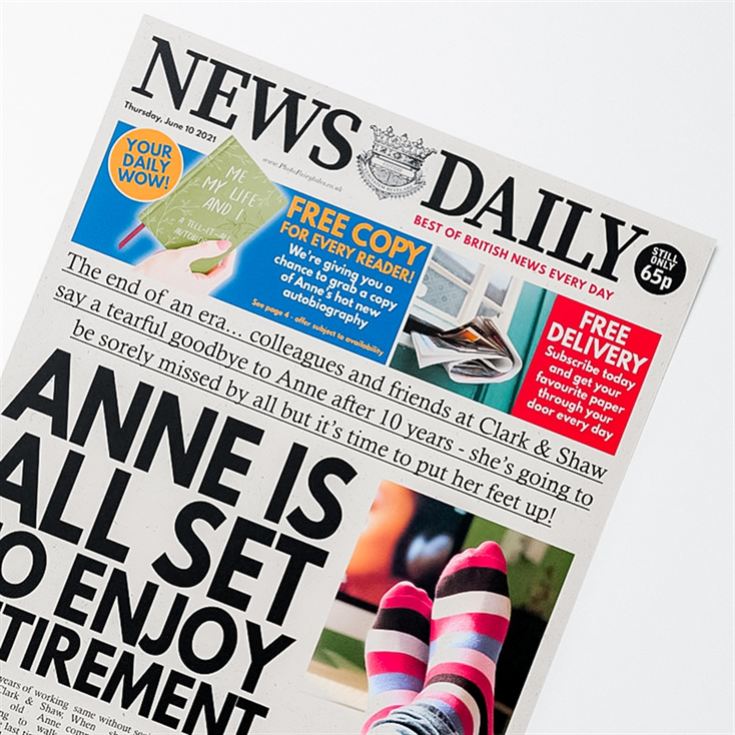 Personalised "Retirement" Newspaper Front Page product image
