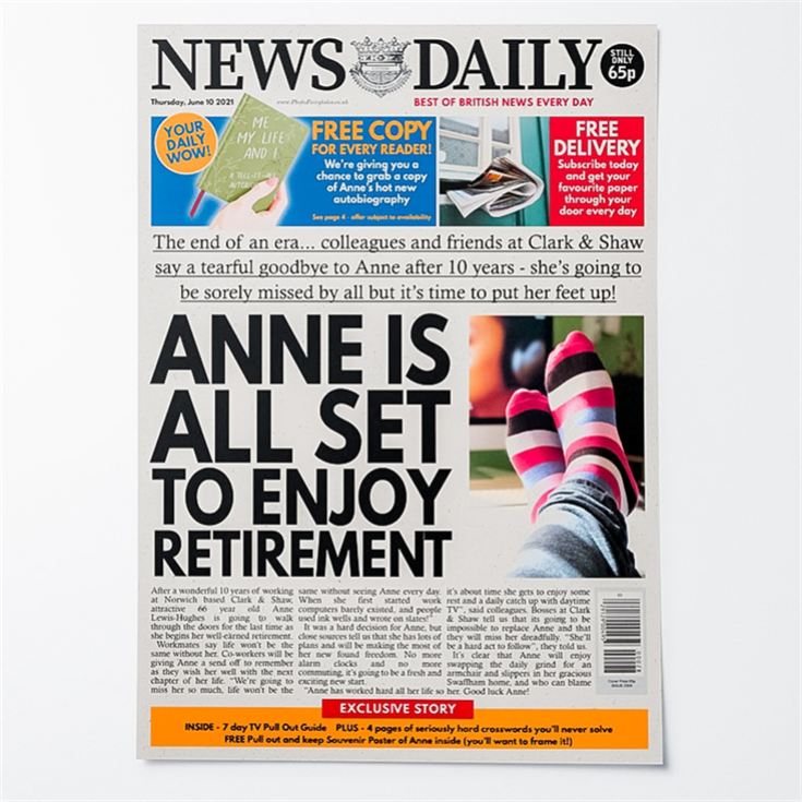 Personalised "Retirement" Newspaper Front Page product image