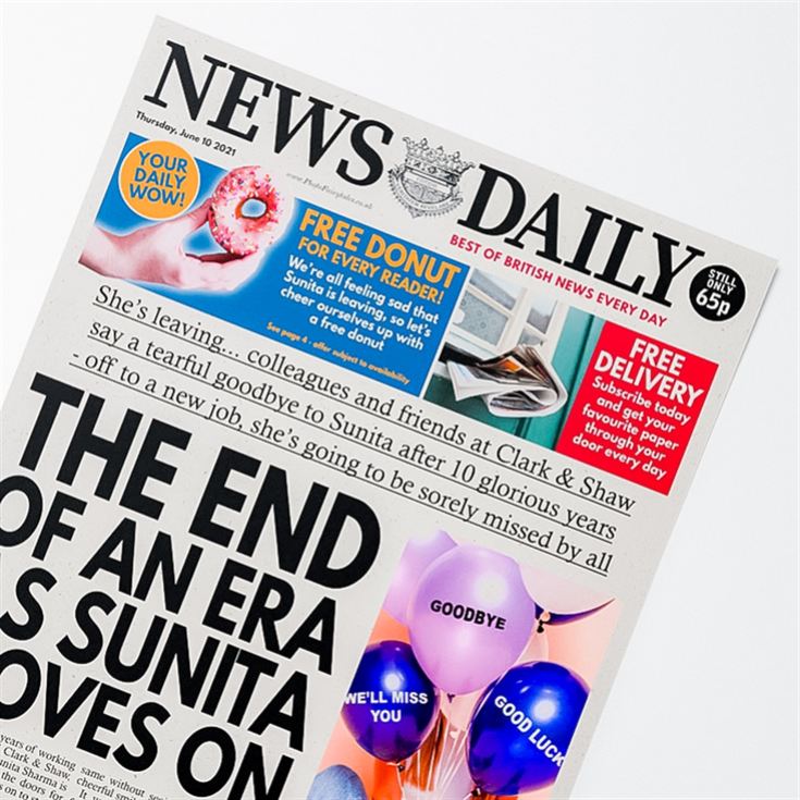 Personalised "Leaving" Newspaper Front Page product image