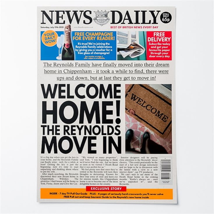Personalised "New Home" Newspaper Front Page product image