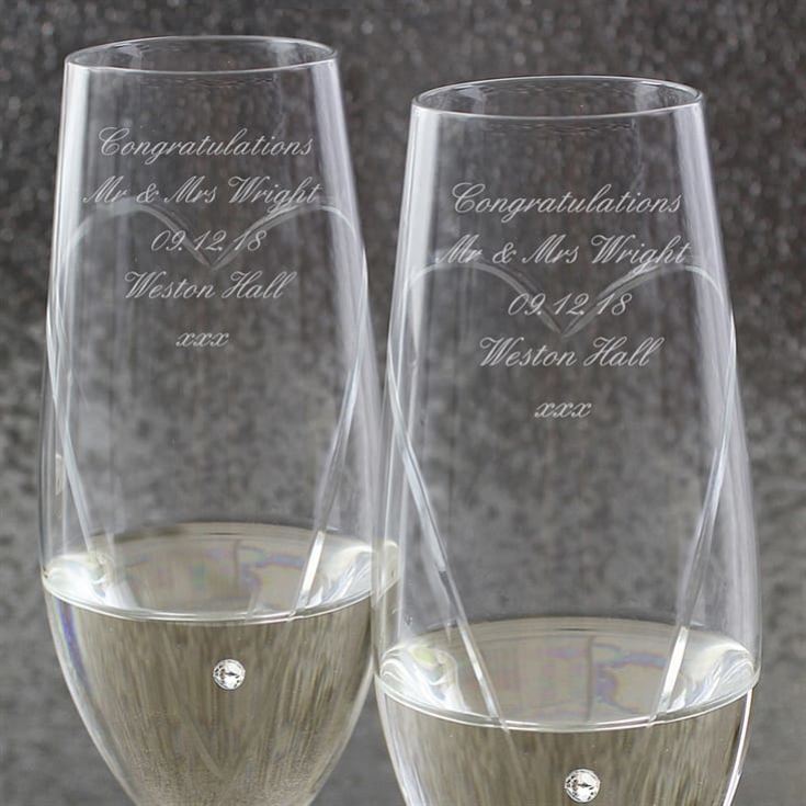 Personalised Champagne Glasses - Heart Design product image