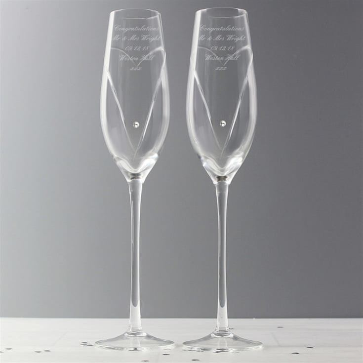 Personalised Champagne Glasses - Heart Design product image