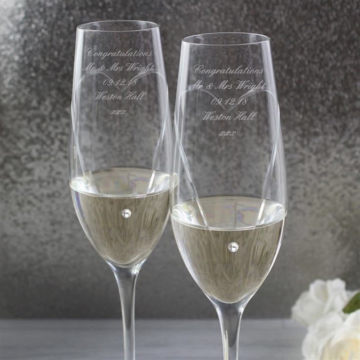 Personalised Champagne Glasses - Heart Design product image