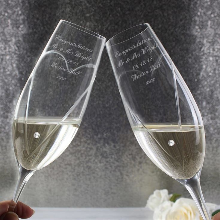 Personalised Champagne Glasses - Heart Design product image
