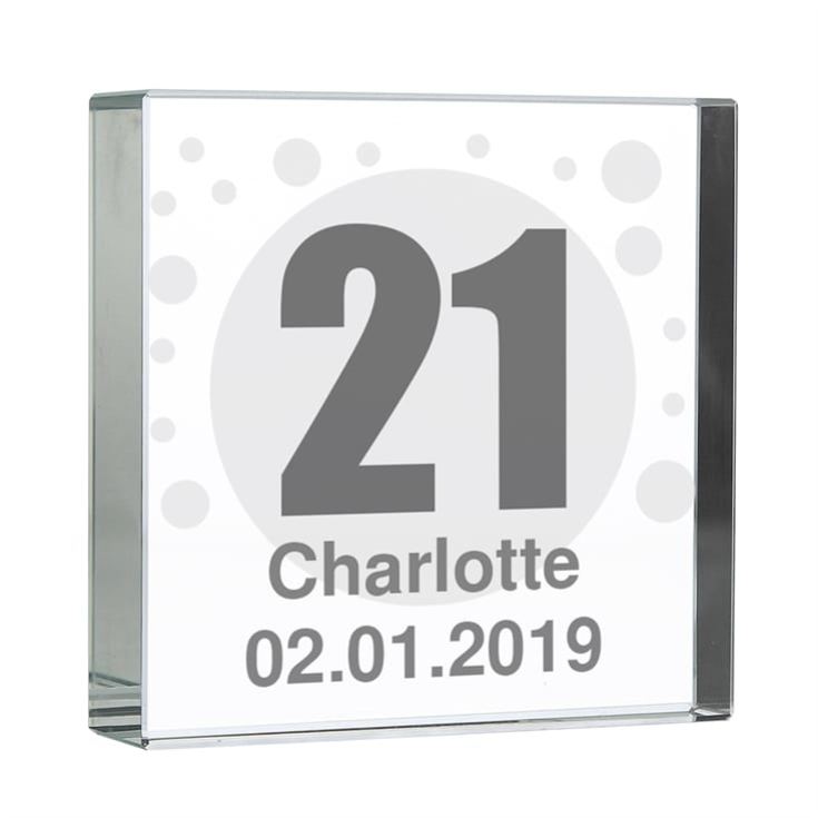 Personalised Spots Age Glass Block product image