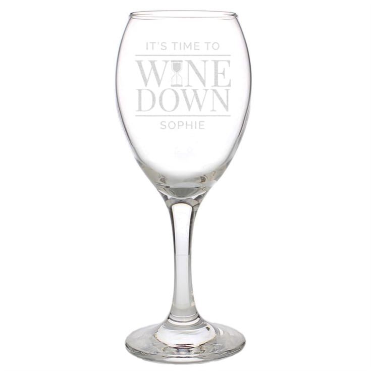 Personalised Time to Wine Down Glass product image