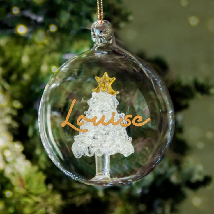 Personalised Glass Glitter Xmas Tree Bauble product image