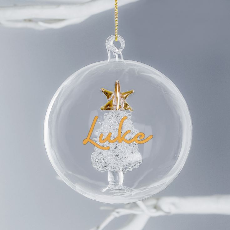 Personalised Glass Glitter Xmas Tree Bauble product image