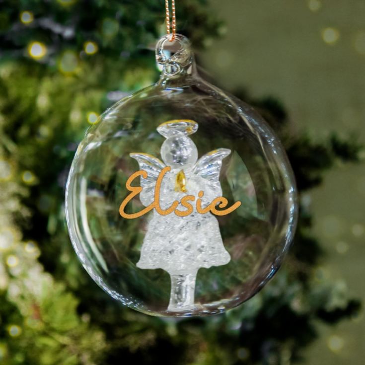 Personalised Glass Christmas Angel Bauble product image