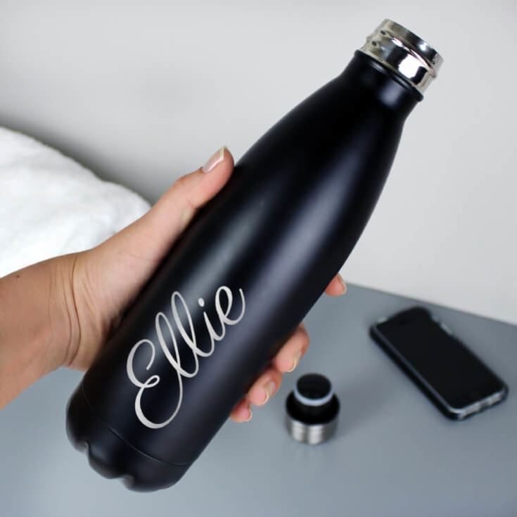 Personalised Reusable Black Metal Bottle product image