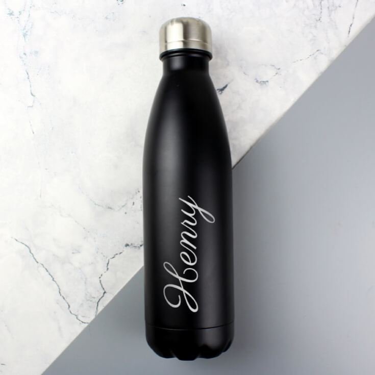 Personalised Reusable Black Metal Bottle product image