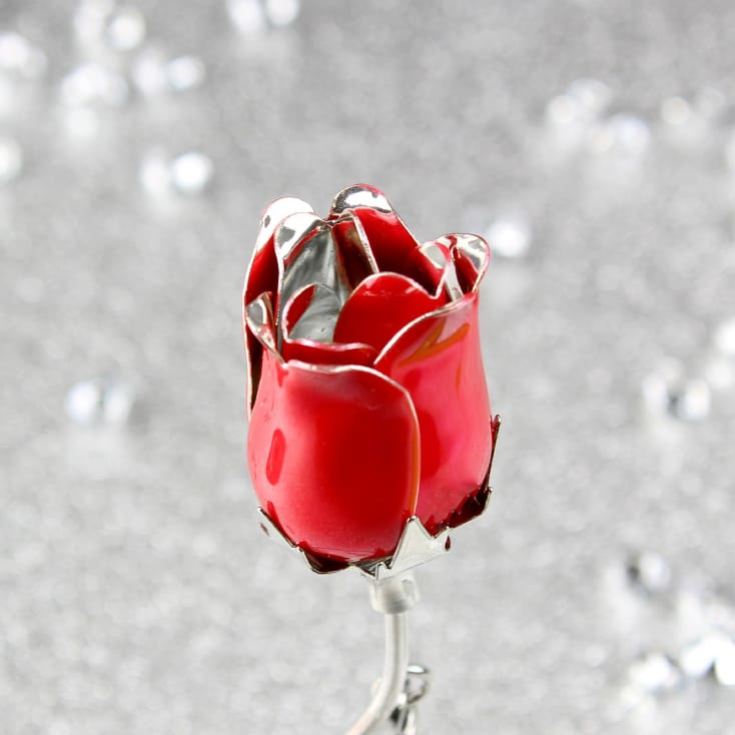 Personalised Swirls & Hearts Red Rose Bud Ornament product image