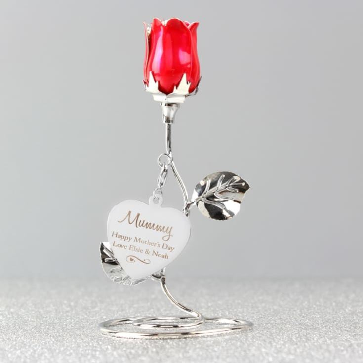 Personalised Swirls & Hearts Red Rose Bud Ornament product image