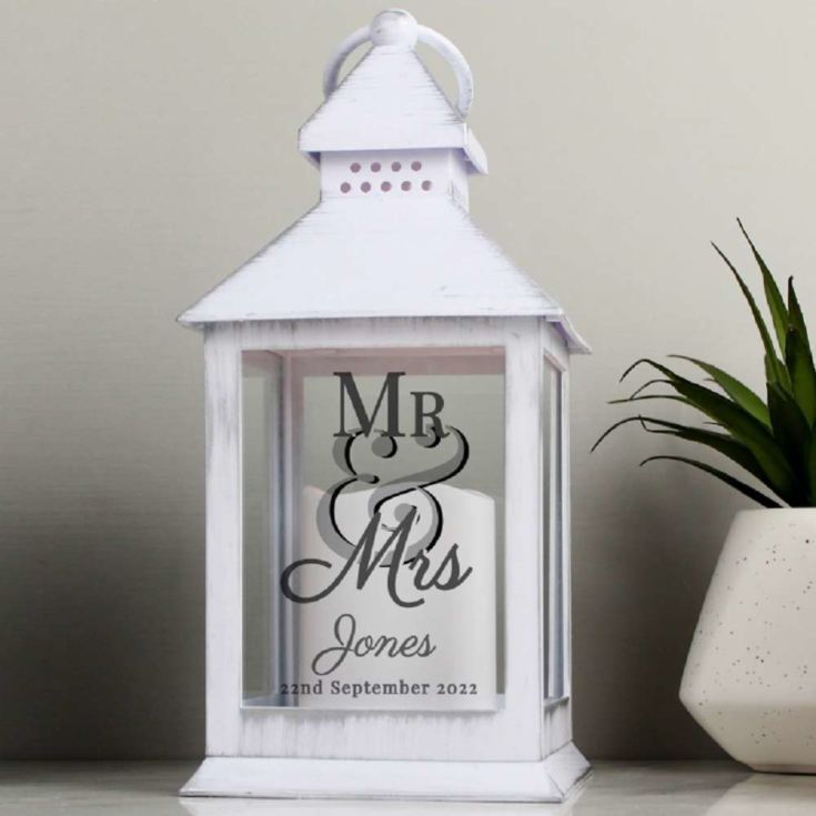 Personalised Mr & Mrs White Lantern product image
