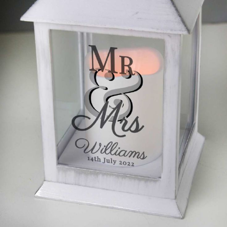 Personalised Mr & Mrs White Lantern product image