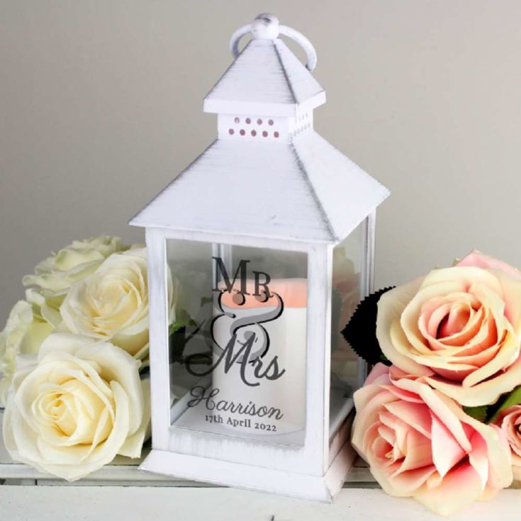 Personalised Mr & Mrs White Lantern product image