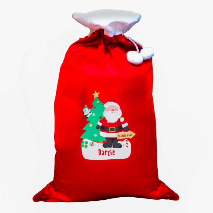 Personalised Santa Luxury Pom Pom Red Sack product image