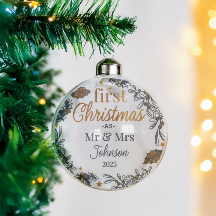Personalised Glass First Christmas As Bauble product image