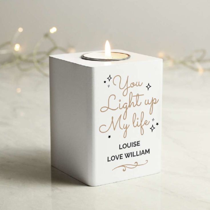 Personalised White Wooden Tea Light Holders product image