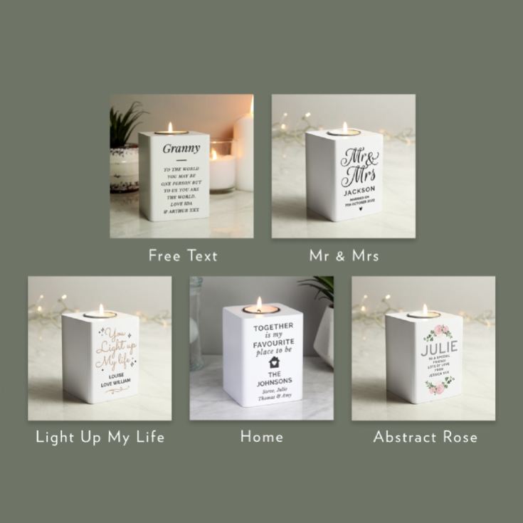 Personalised White Wooden Tea Light Holders product image