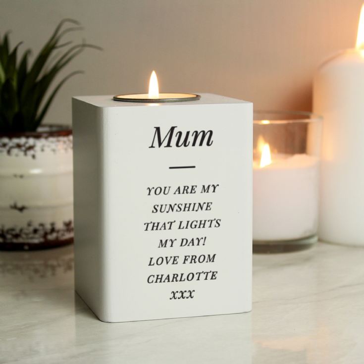 Personalised White Wooden Tea Light Holders product image