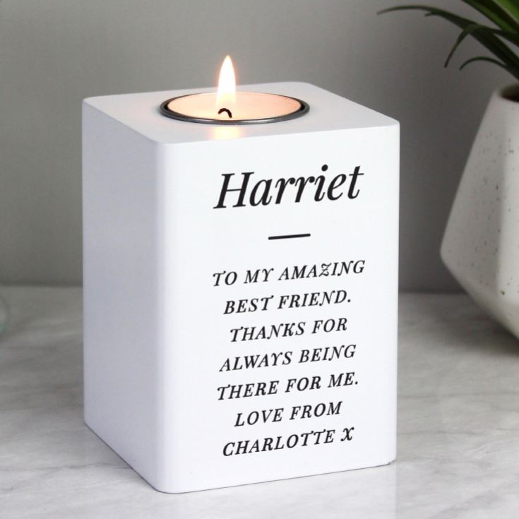 Personalised White Wooden Tea Light Holders product image
