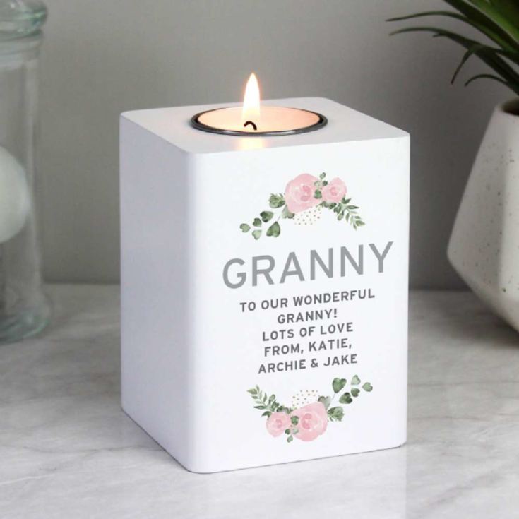 Personalised White Wooden Tea Light Holders product image