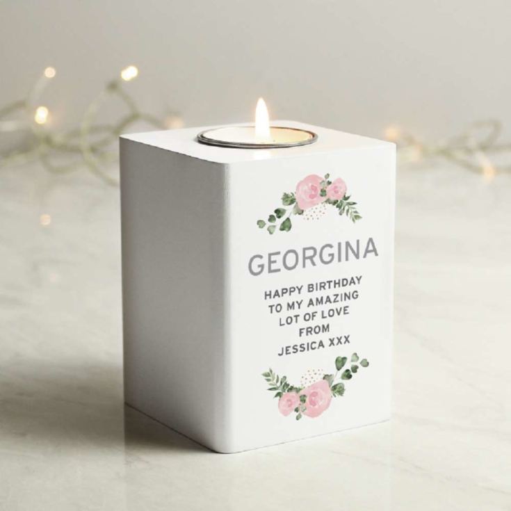 Personalised White Wooden Tea Light Holders product image