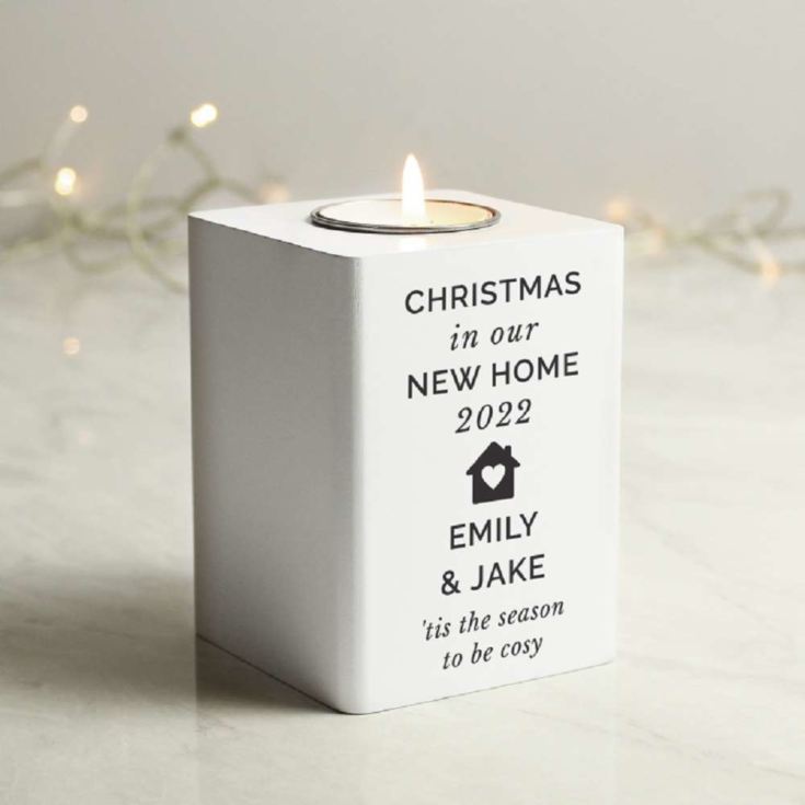 Personalised White Wooden Tea Light Holders product image