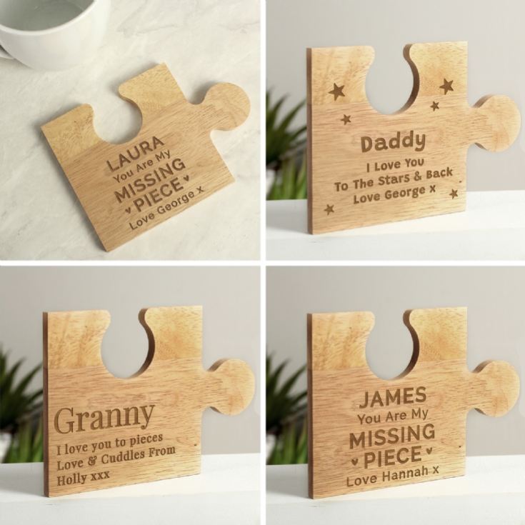 Personalised Jigsaw Piece Wooden Drink Coasters product image
