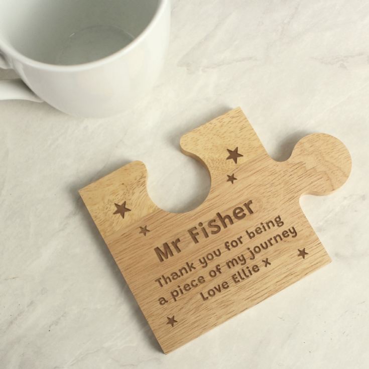 Personalised Jigsaw Piece Wooden Drink Coasters product image