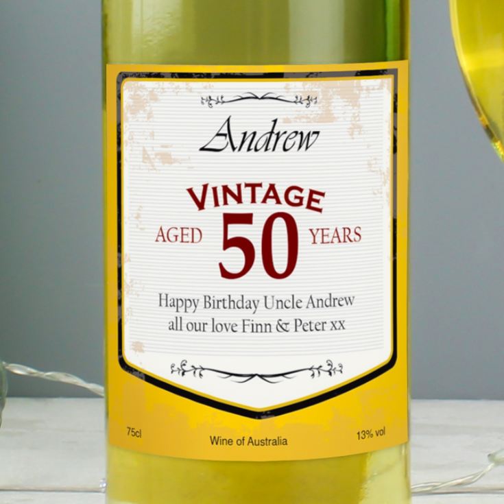Personalised Wine with Vintage 50th Label product image