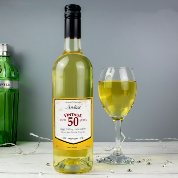 Personalised Wine with Vintage 50th Label product image
