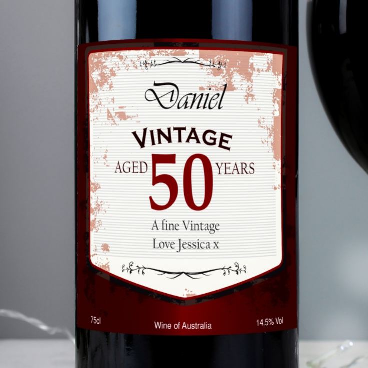 Personalised Wine with Vintage 50th Label product image
