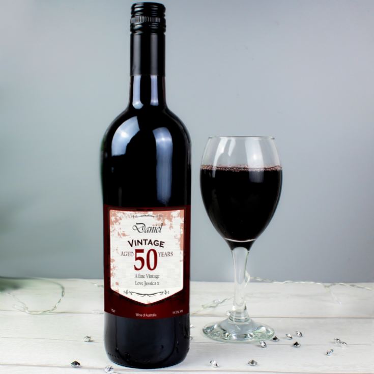 Personalised Wine with Vintage 50th Label product image