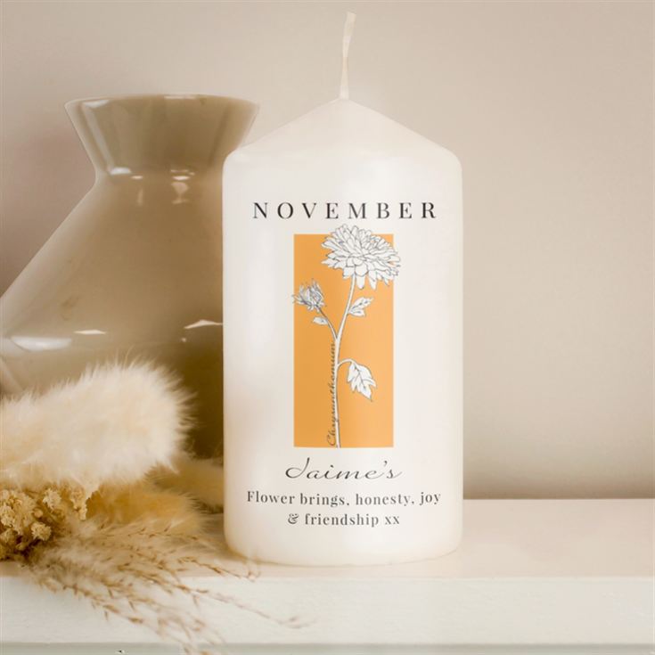 Personalised Birth Flower Pillar Candle product image