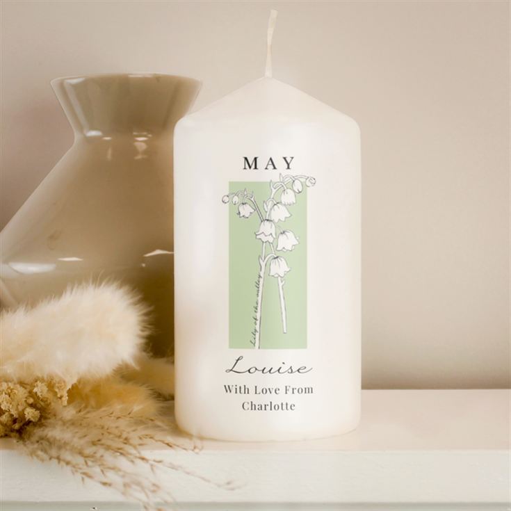 Personalised Birth Flower Pillar Candle product image
