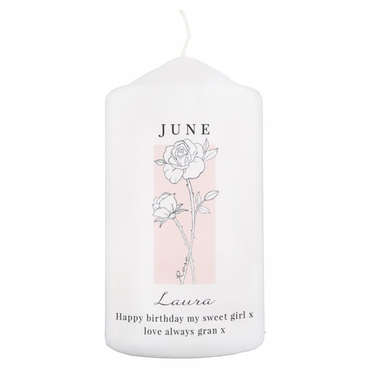 Personalised Birth Flower Pillar Candle product image