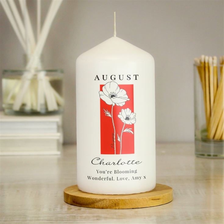 Personalised Birth Flower Pillar Candle product image