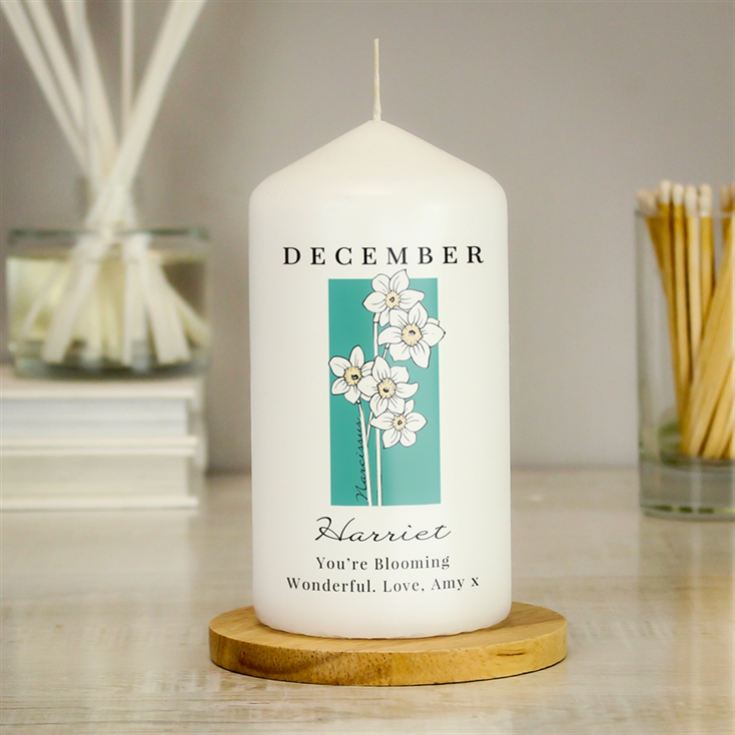 Personalised Birth Flower Pillar Candle product image