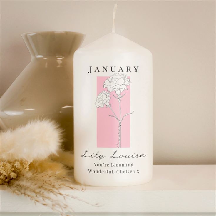 Personalised Birth Flower Pillar Candle product image