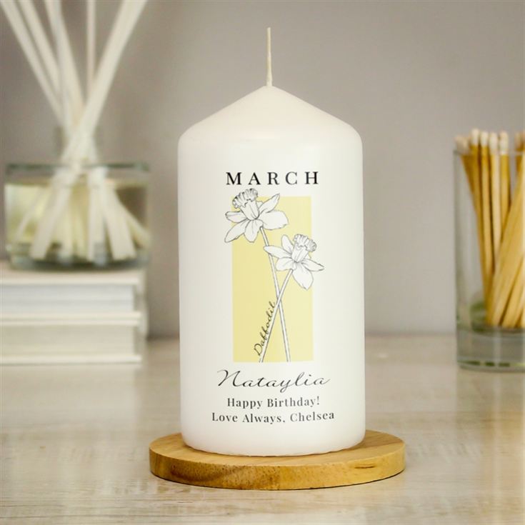 Personalised Birth Flower Pillar Candle product image