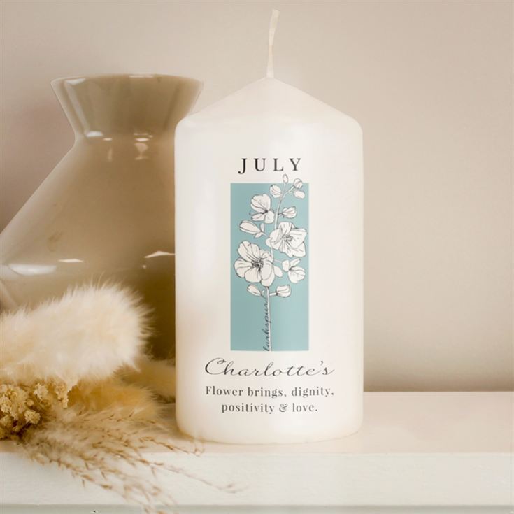 Personalised Birth Flower Pillar Candle product image