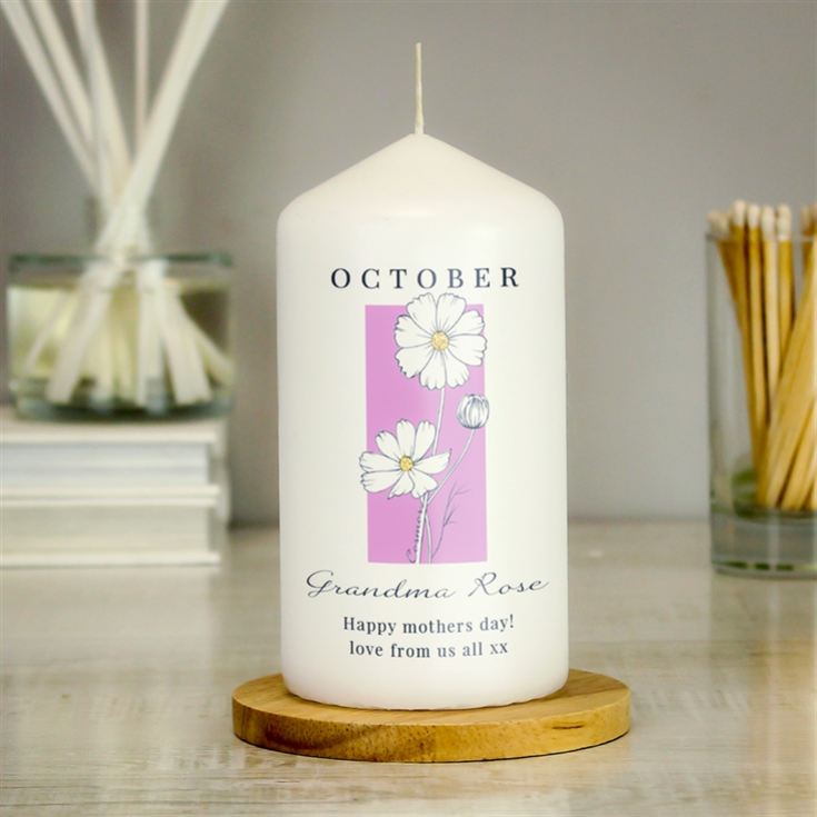 Personalised Birth Flower Pillar Candle product image