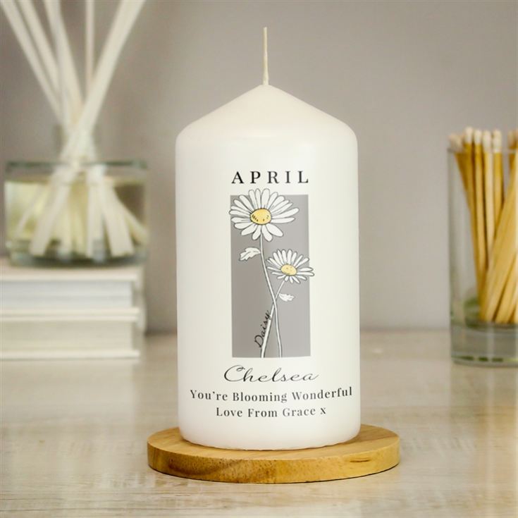 Personalised Birth Flower Pillar Candle product image