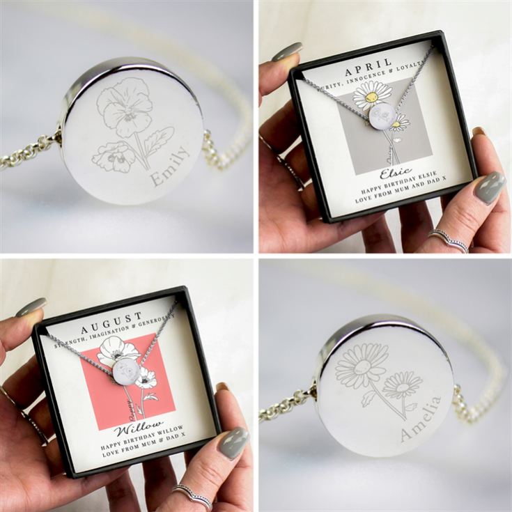 Personalised Birth Flower Boxed Necklaces product image