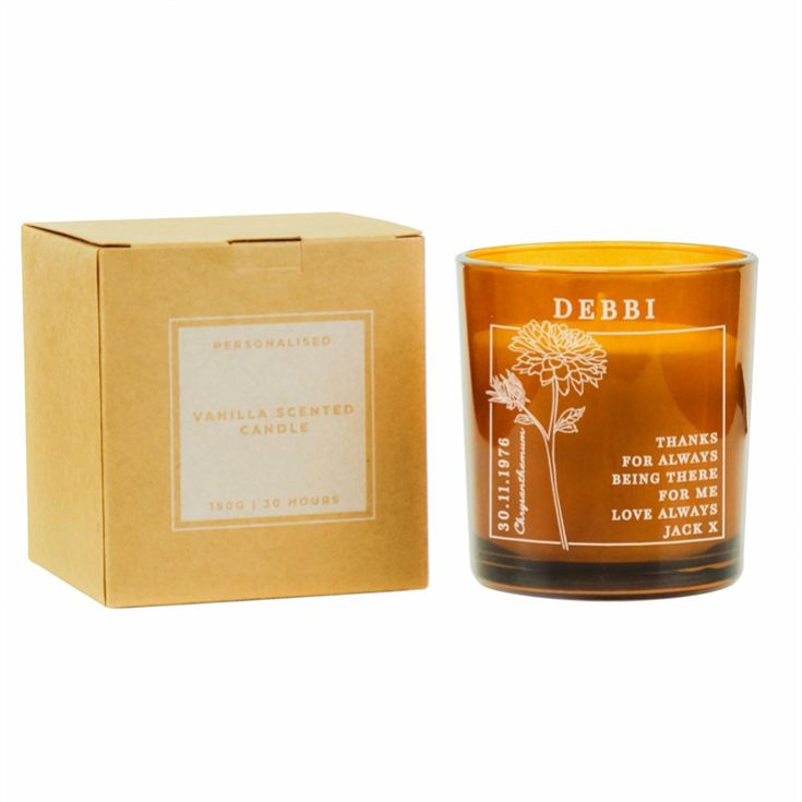 Personalised Birth Flower Amber  Glass Candles product image