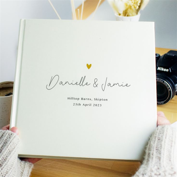 Personalised Gold Heart Couples Square Photo Album product image